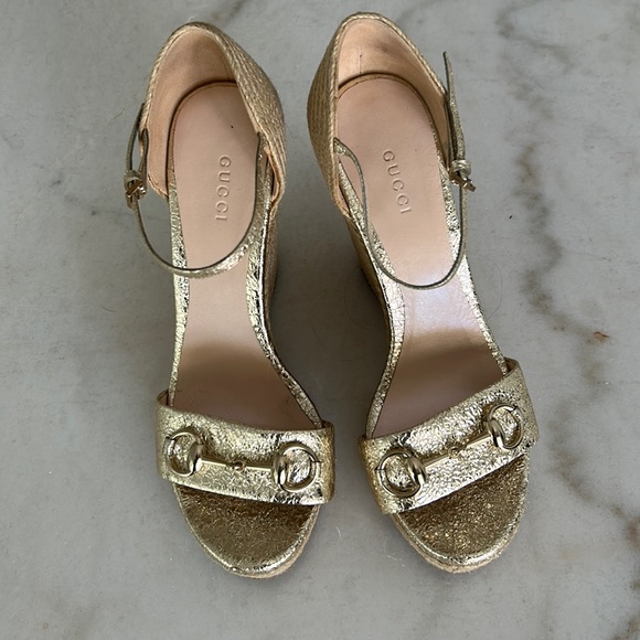 Espadrilles Gold Horsbit Wedge LIKE NEW!